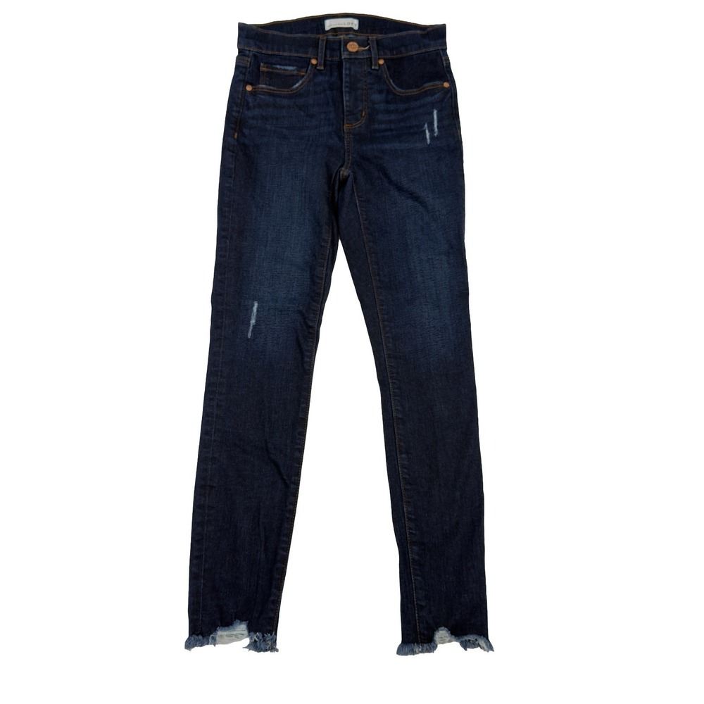 Ann Taylor LOFT‎ Women's Jeans Size 0/25 (27x28) Skinny Blue Distressed Raw Hem